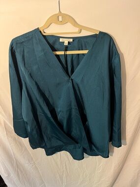 Prologue Teal Surplice Long-Sleeve Blouse